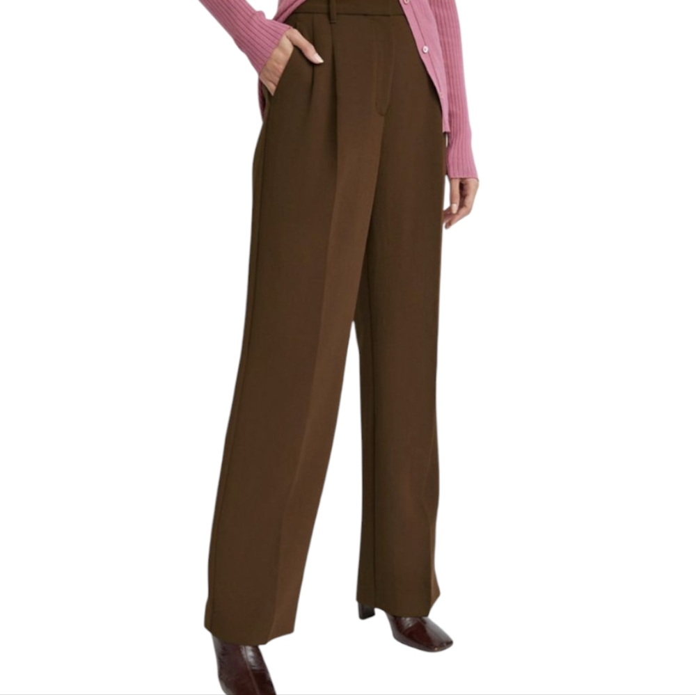 Aritzia Wilfred Effortless Wide-Leg Pant In Cognac Size 10 Tall